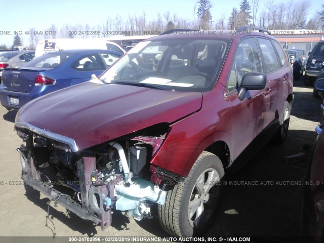 JF2SJABC3GH521102 - 2016 SUBARU FORESTER 2.5I RED photo 2