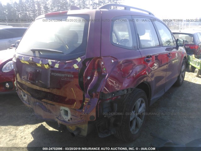 JF2SJABC3GH521102 - 2016 SUBARU FORESTER 2.5I RED photo 4