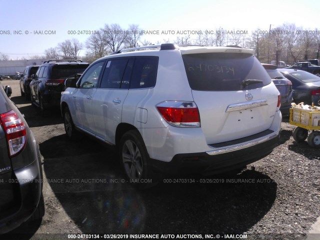 5TDDK3EH6DS239180 - 2013 TOYOTA HIGHLANDER LIMITED WHITE photo 3