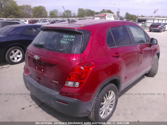 KL7CJKSB3FB097421 - 2015 CHEVROLET TRAX LS MAROON photo 4