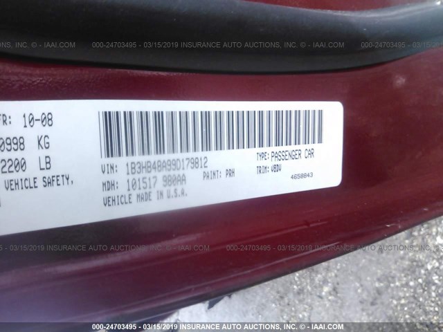 1B3HB48A99D179812 - 2009 DODGE CALIBER SXT RED photo 9