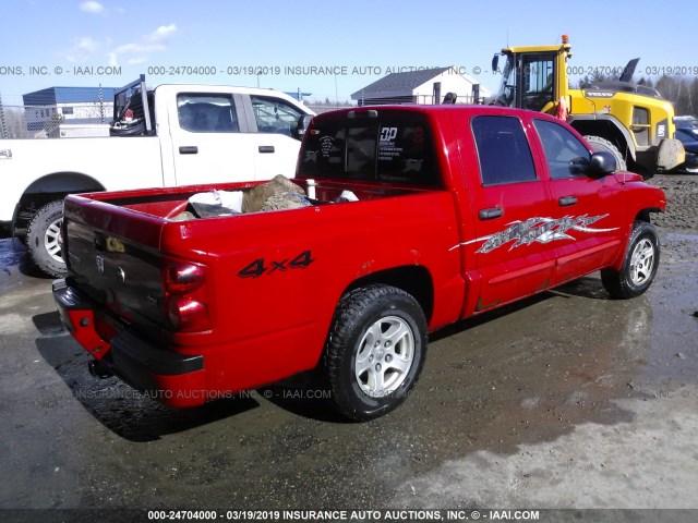 1D7HW48N15S247974 - 2005 DODGE DAKOTA QUAD SLT RED photo 4