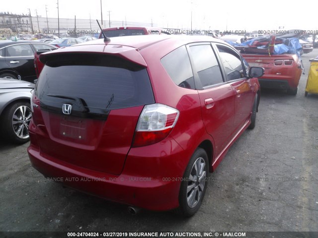 JHMGE8G53DC066187 - 2013 HONDA FIT SPORT RED photo 4