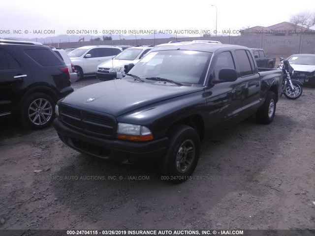 1B7GL2AN2YS630937 - 2000 DODGE DAKOTA QUAD GREEN photo 2