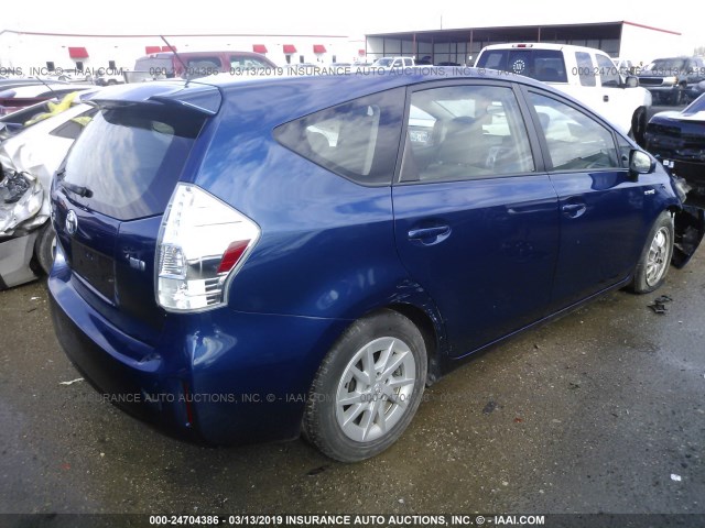 JTDZN3EU4D3232031 - 2013 TOYOTA PRIUS V BLUE photo 4