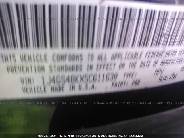 1J4GS48KX5C611630 - 2005 JEEP GRAND CHEROKEE LAREDO/COLUMBIA/FREEDOM 蓝色 照片 9