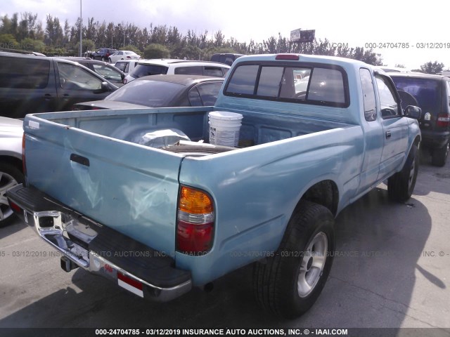 4TAWN72N7VZ242117 - 1997 TOYOTA TACOMA XTRACAB GREEN photo 4