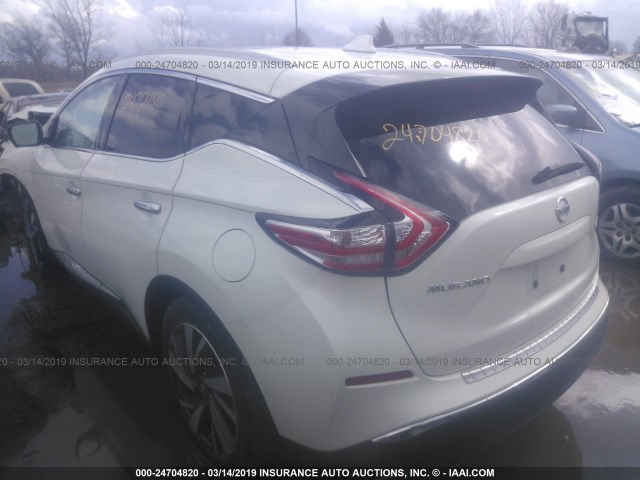 5N1AZ2MH6HN126072 - 2017 NISSAN MURANO S/SL/SV/PLATINUM WHITE photo 3