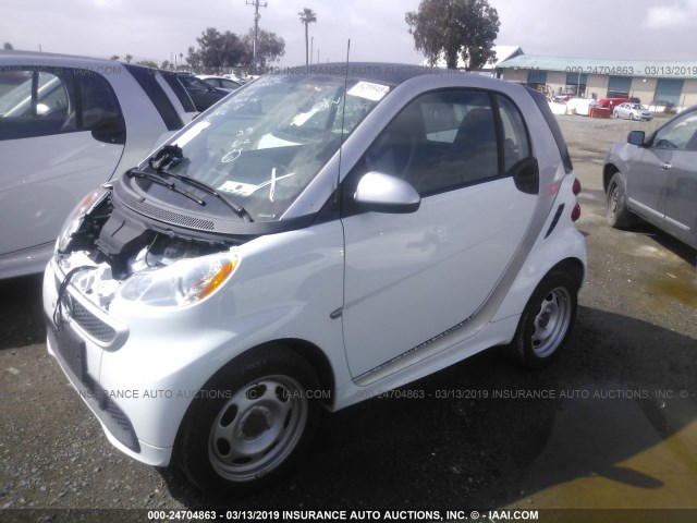 WMEEJ9AA1FK827342 - 2015 SMART FORTWO ELECTRIC WHITE photo 2