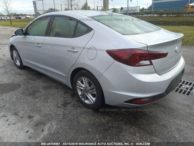 KMHD84LF2KU767535 - 2019 HYUNDAI ELANTRA SEL/VALUE/LIMITED SILVER photo 3