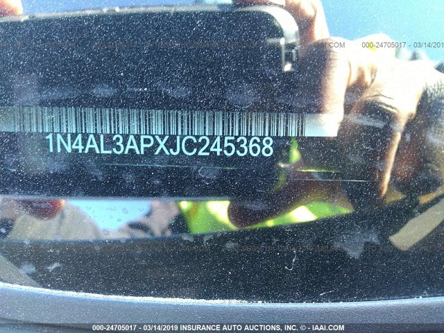 1N4AL3APXJC245368 - 2018 NISSAN ALTIMA 2.5/S/SV/SL/SR SILVER photo 9