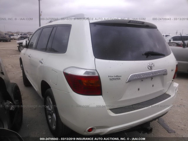 JTEDS42A092074332 - 2009 TOYOTA HIGHLANDER LIMITED WHITE photo 3