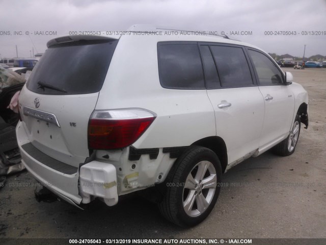 JTEDS42A092074332 - 2009 TOYOTA HIGHLANDER LIMITED WHITE photo 4