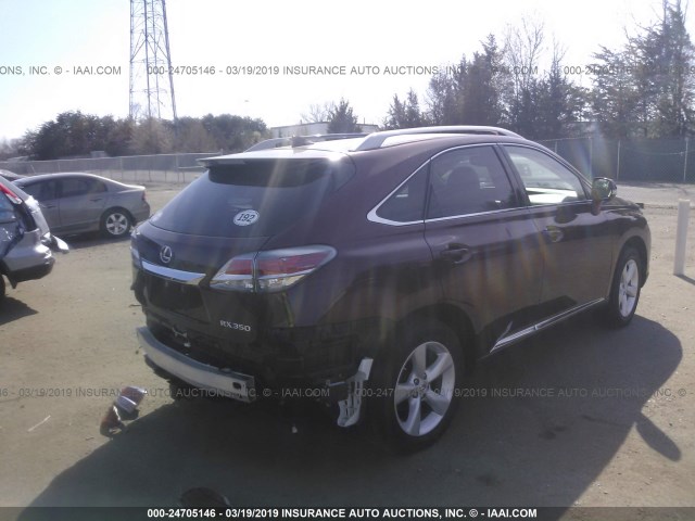 2T2BK1BA5FC262590 - 2015 LEXUS RX 350/BASE/F SPORT BURGUNDY photo 4