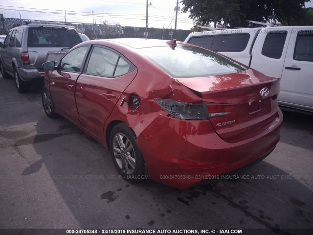 KMHD84LF4JU476887 - 2018 HYUNDAI ELANTRA SEL/VALUE/LIMITED RED photo 3