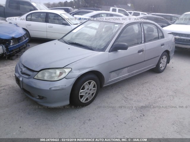 1HGES16395L027762 - 2005 HONDA CIVIC DX VP SILVER photo 2
