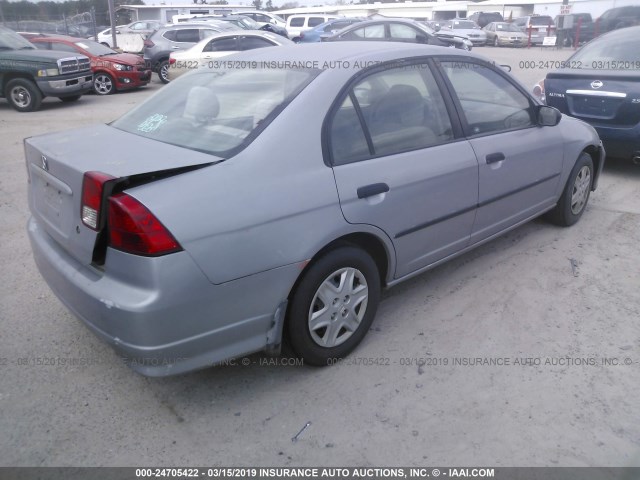 1HGES16395L027762 - 2005 HONDA CIVIC DX VP SILVER photo 4