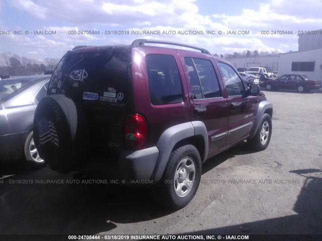 1J4GL48KX3W659265 - 2003 JEEP LIBERTY SPORT/FREEDOM RED photo 4