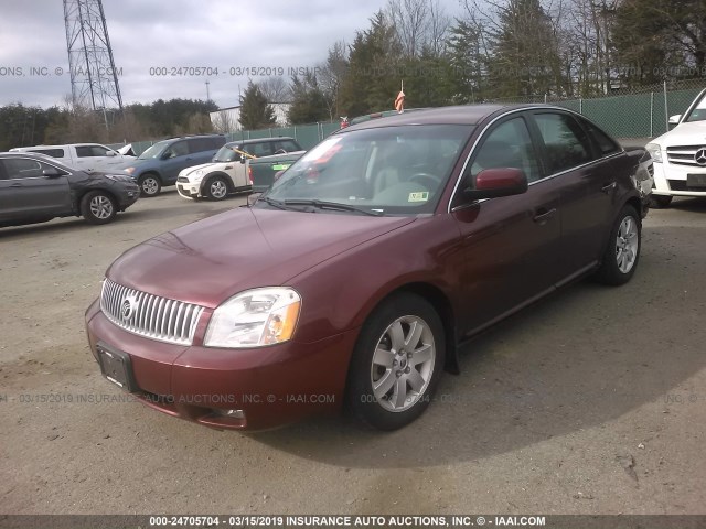 1MEHM40137G606464 - 2007 MERCURY MONTEGO LUXURY MAROON photo 2