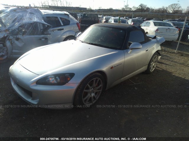 JHMAP21474T000433 - 2004 HONDA S2000 SILVER photo 2