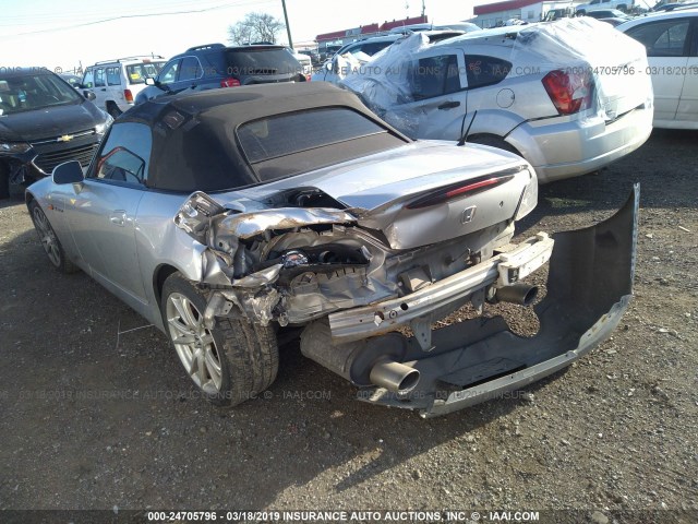 JHMAP21474T000433 - 2004 HONDA S2000 SILVER photo 3