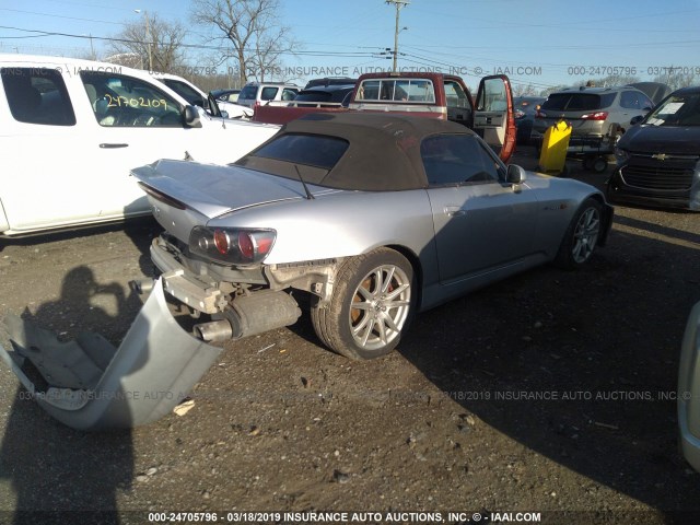 JHMAP21474T000433 - 2004 HONDA S2000 SILVER photo 4