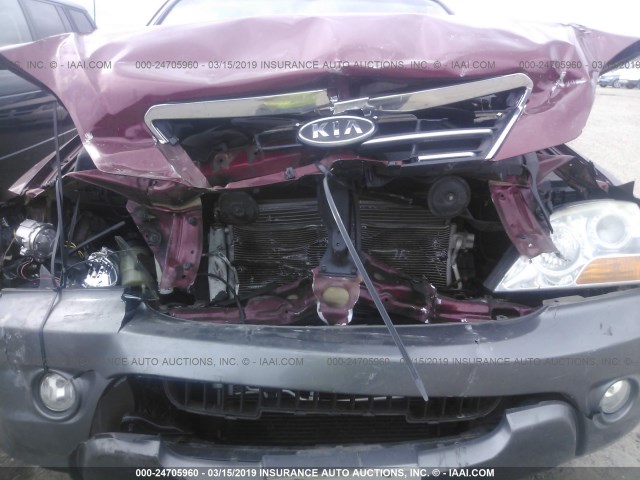 KNDJD736185779912 - 2008 KIA SORENTO EX/LX RED photo 6