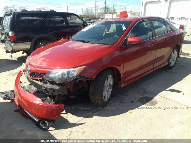 4T1BF1FK5EU783530 - 2014 TOYOTA CAMRY L/SE/LE/XLE RED photo 2