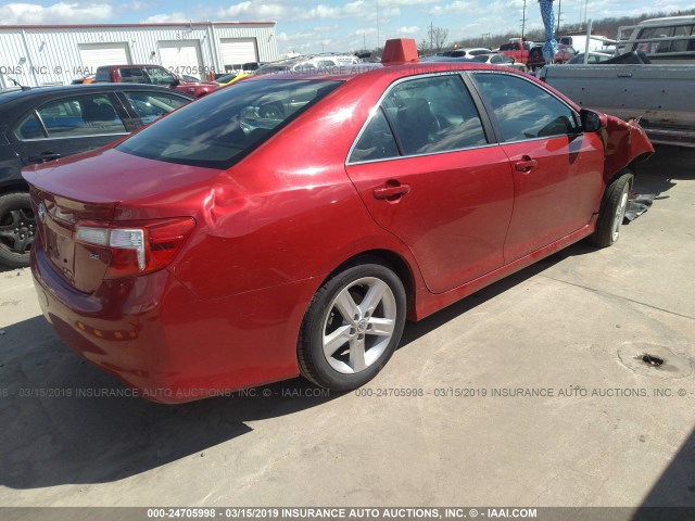 4T1BF1FK5EU783530 - 2014 TOYOTA CAMRY L/SE/LE/XLE RED photo 4