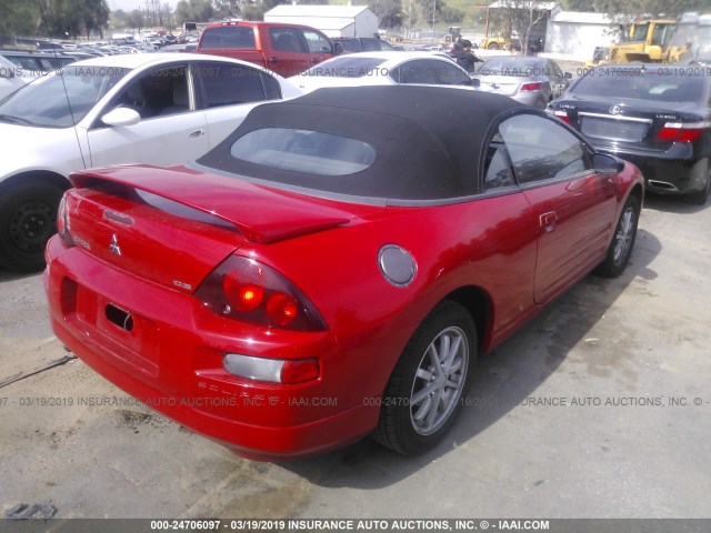 4A3AE45G62E106989 - 2002 MITSUBISHI ECLIPSE SPYDER GS RED photo 4