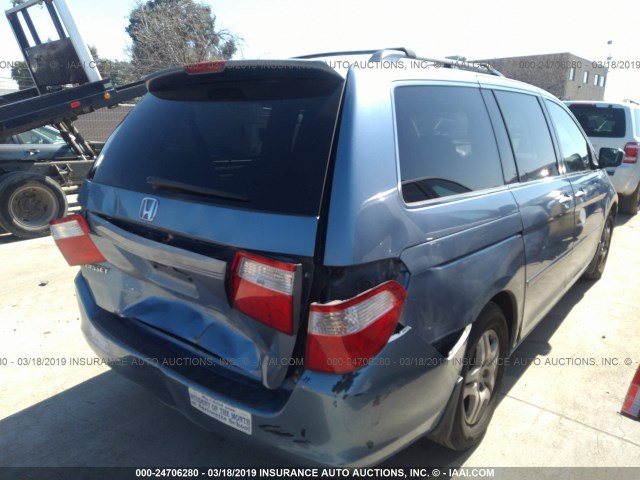 5FNRL387X6B061254 - 2006 HONDA ODYSSEY EXL BLUE photo 4