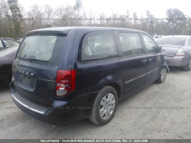 2C4RDGBG0ER227796 - 2014 DODGE GRAND CARAVAN SE BLUE photo 4