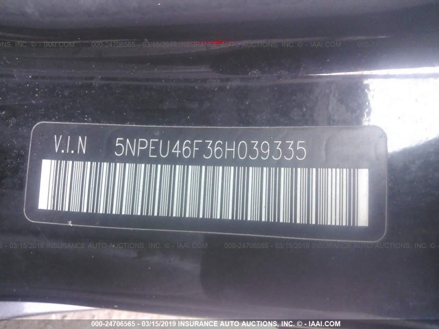 5NPEU46F36H039335 - 2006 HYUNDAI SONATA GLS/LX BLACK photo 9