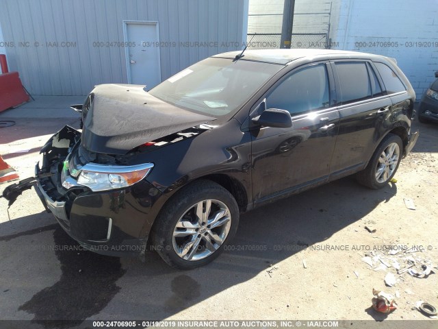 2FMDK3JC9DBC12675 - 2013 FORD EDGE SEL Dark Brown photo 2