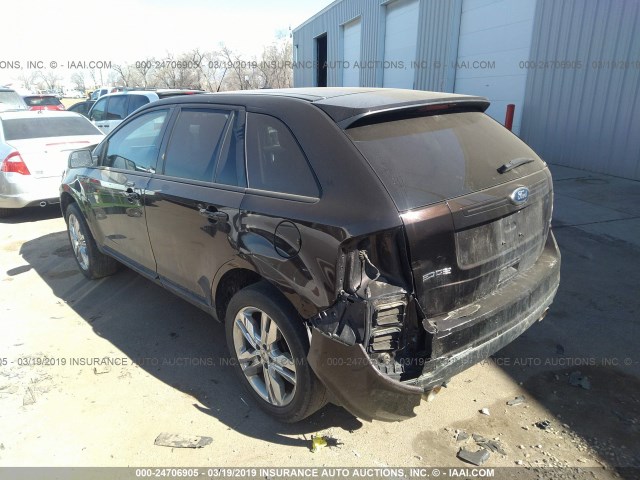 2FMDK3JC9DBC12675 - 2013 FORD EDGE SEL Dark Brown photo 3