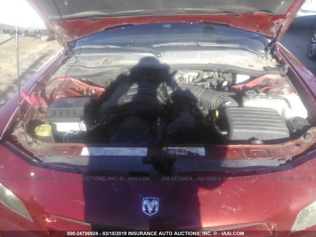 2B3KA43R17H661521 - 2007 DODGE CHARGER SE/SXT RED photo 10