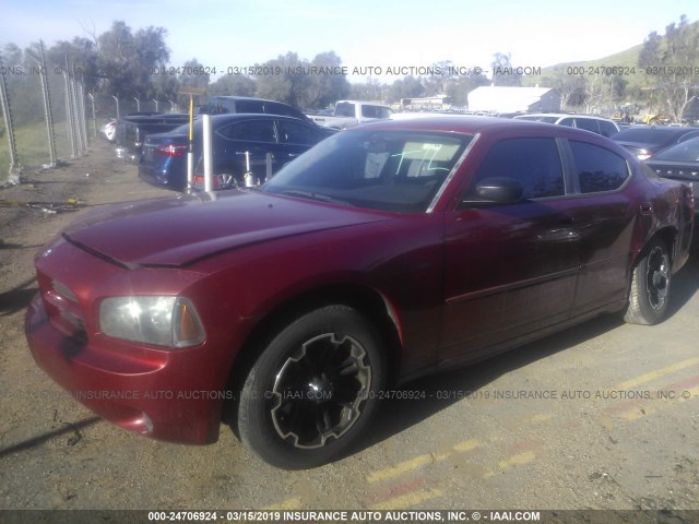 2B3KA43R17H661521 - 2007 DODGE CHARGER SE/SXT RED photo 2