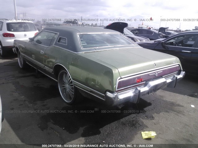 3J87A137840 - 1973 FORD THUNDERBIRD  GREEN photo 3