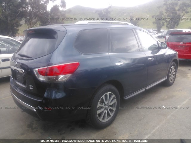 5N1AR2MMXEC611643 - 2014 NISSAN PATHFINDER S/SV/SL/PLATINUM BLUE photo 4