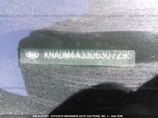 KNADM4A33D6307295 - 2013 KIA RIO LX BLACK photo 9