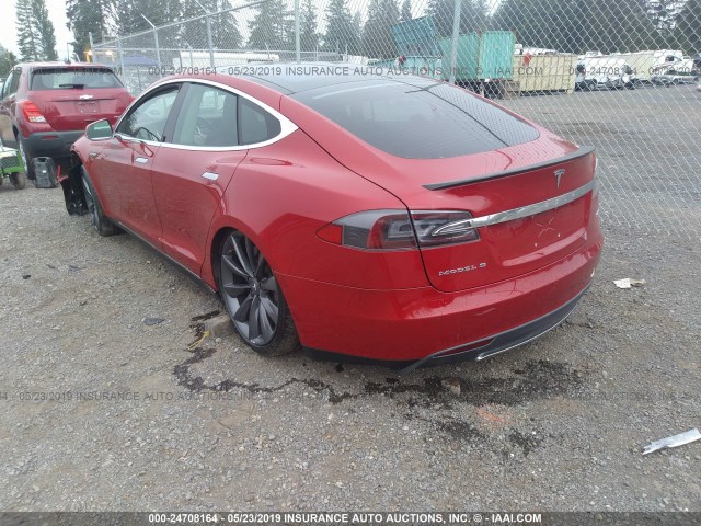 5YJSA1DPXDFP21887 - 2013 TESLA MODEL S RED photo 3