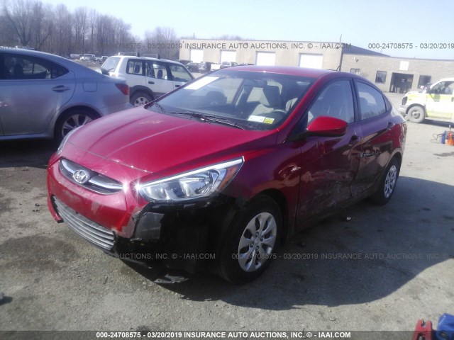 KMHCT4AE7GU027474 - 2016 HYUNDAI ACCENT SE RED photo 2