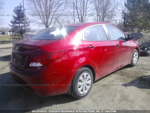 KMHCT4AE7GU027474 - 2016 HYUNDAI ACCENT SE RED photo 4