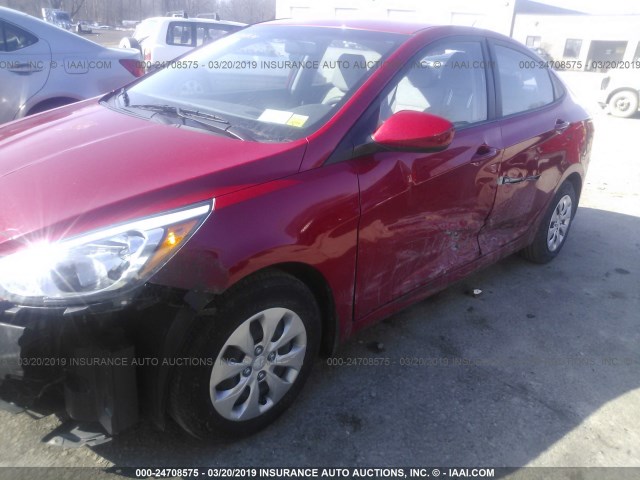 KMHCT4AE7GU027474 - 2016 HYUNDAI ACCENT SE RED photo 6