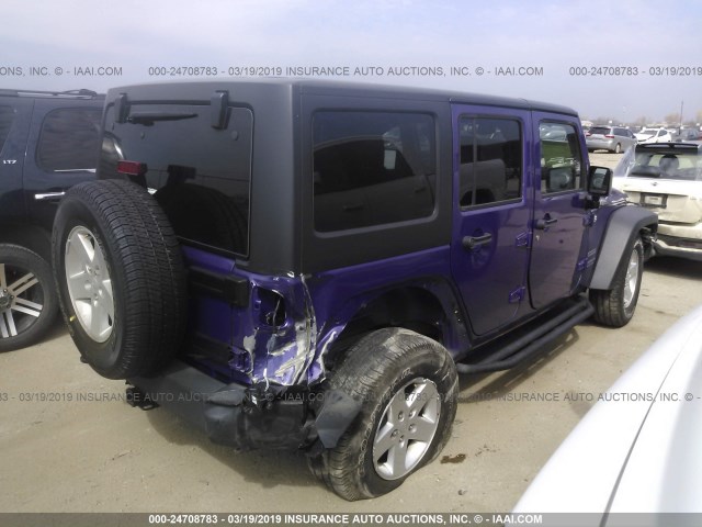 1C4BJWDG7HL634030 - 2017 JEEP WRANGLER UNLIMITE SPORT PURPLE photo 4