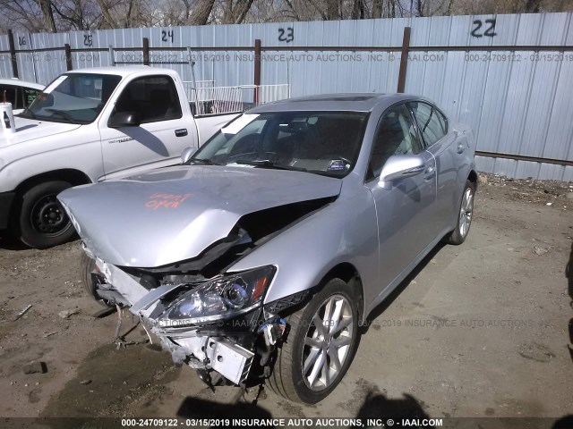 JTHCF5C28B5048159 - 2011 LEXUS IS 250 SILVER photo 2