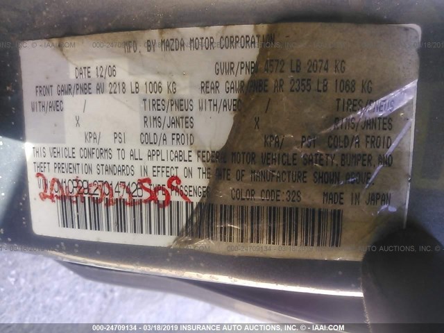 JM1CR29L270147426 - 2007 MAZDA 5 GRAY photo 9