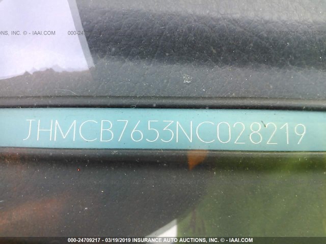 JHMCB7653NC028219 - 1992 HONDA ACCORD LX/EX WHITE photo 9