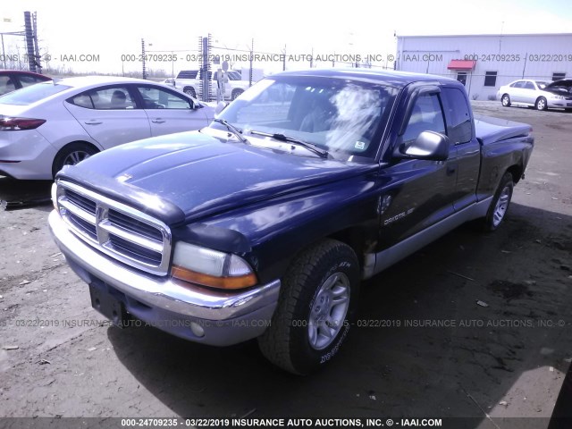 1B7GL22X51S278006 - 2001 DODGE DAKOTA BLUE photo 2