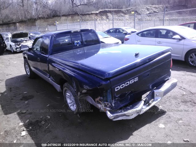 1B7GL22X51S278006 - 2001 DODGE DAKOTA BLUE photo 3